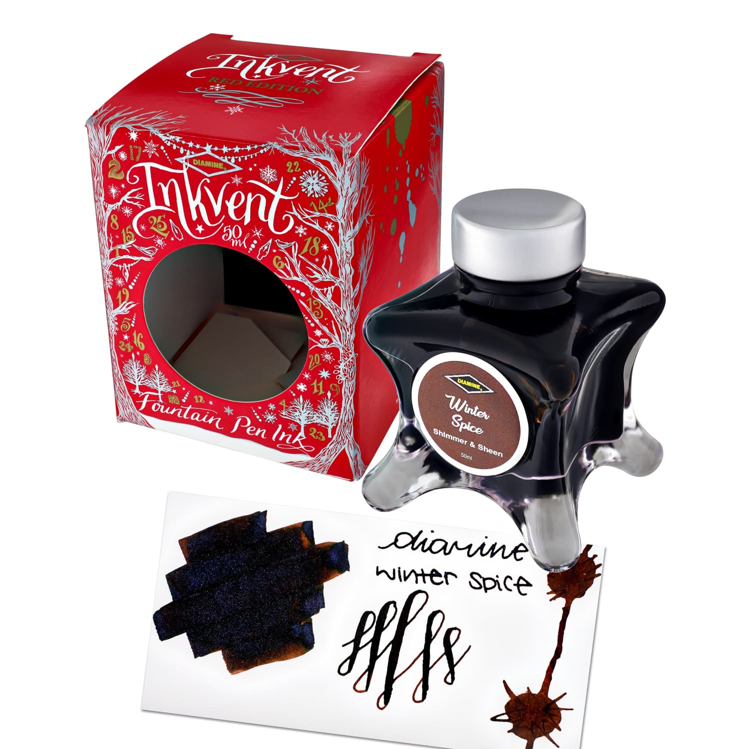 Lọ Mực Diamine Inkvent Red Edition Winter Spice Shimmer & Sheen 50ml
