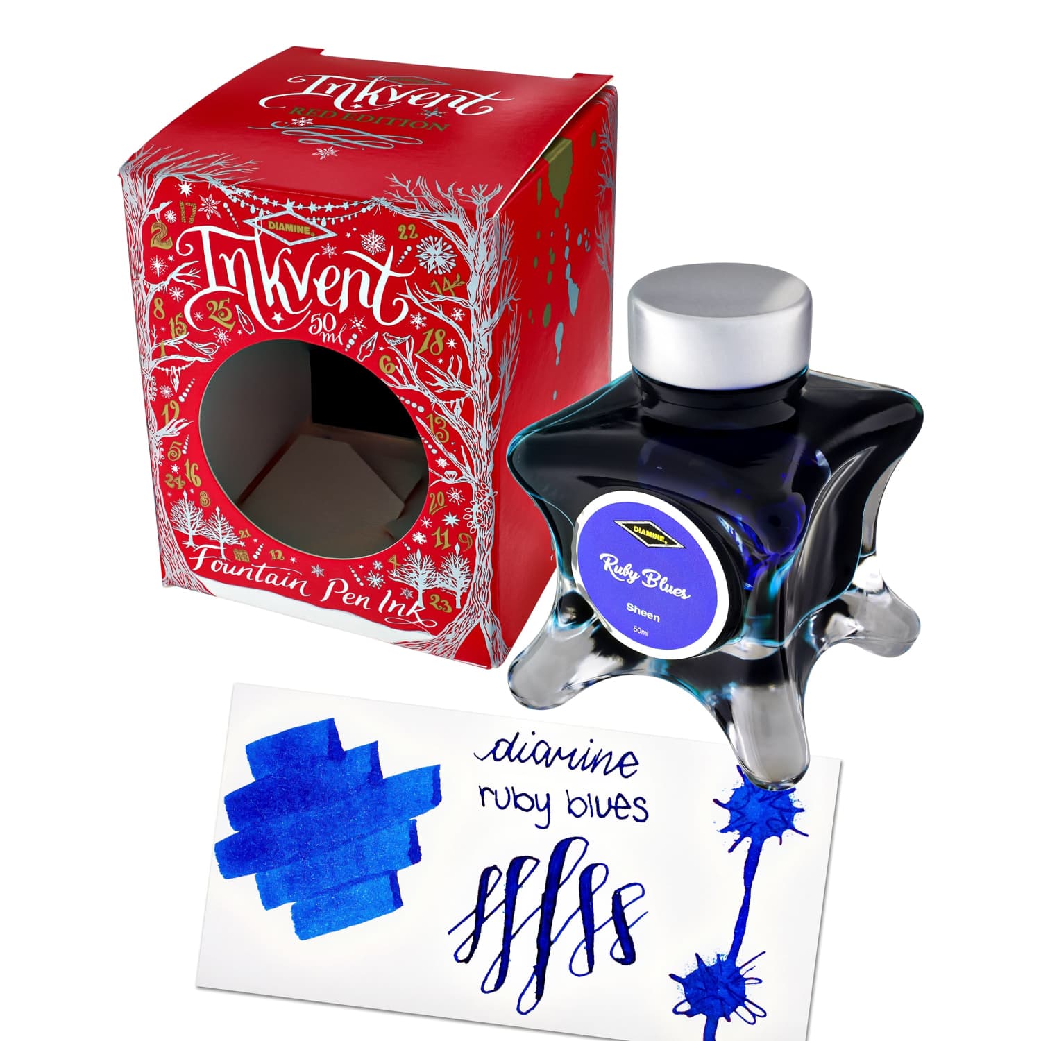 Lọ Mực Diamine Inkvent Red Edition Ruby Blues Sheen 50ml