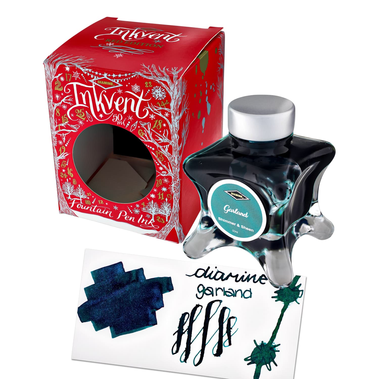 Lọ Mực Diamine Inkvent Red Edition Garland Shimmer & Sheen 50ml